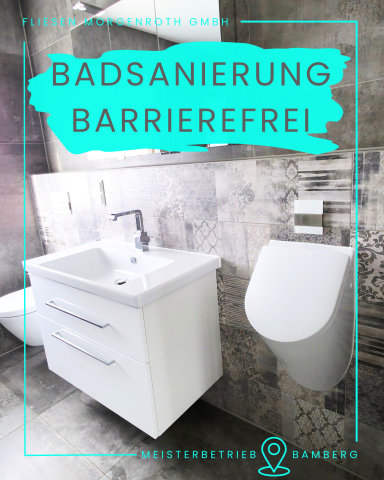 Badsanierung - barrierefrei Modernes, barrierefreies Badezimmer mit weißem Waschbecken und WC von Fliesenleger Sven Morgenroth in Bamberg
